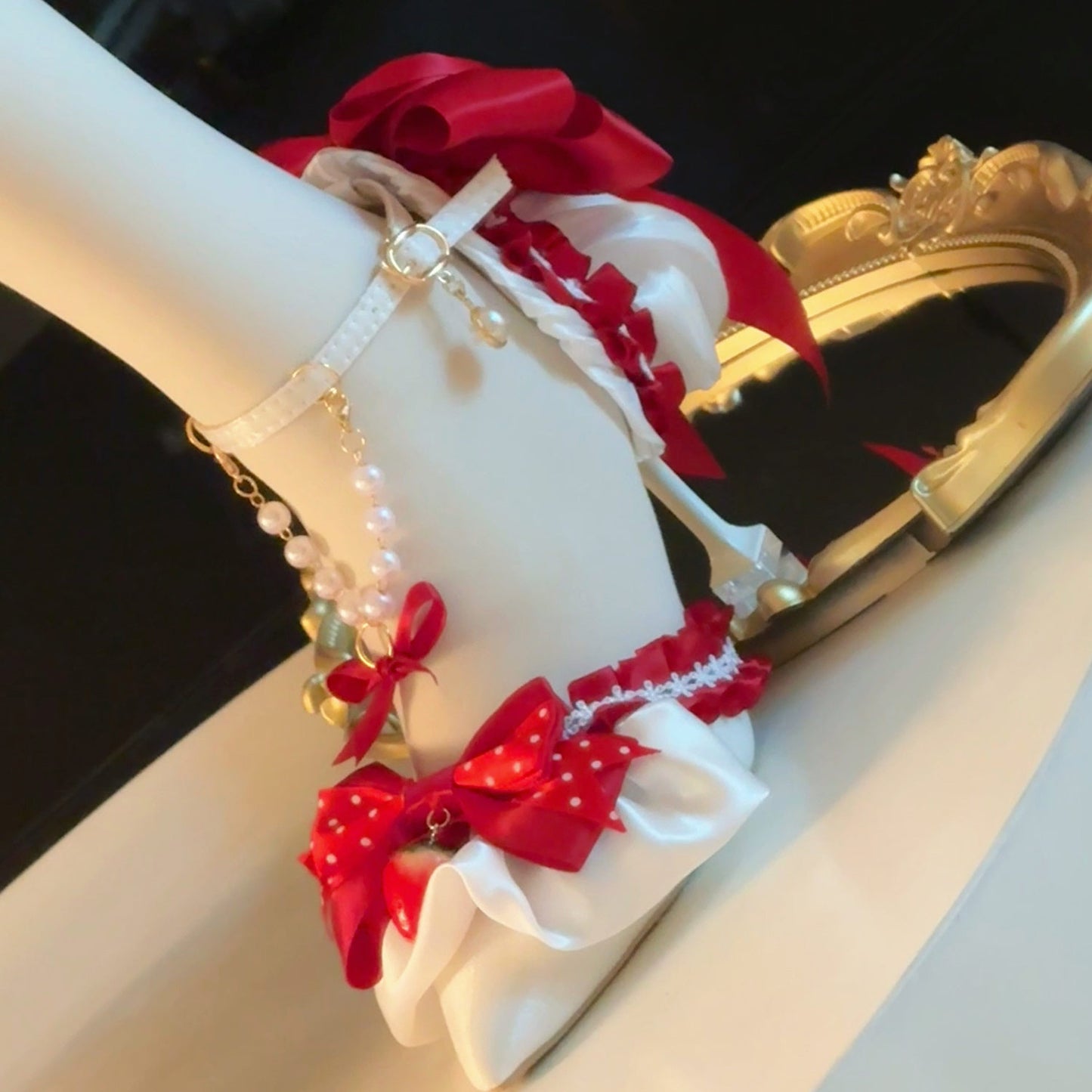 Pearl Strawberry Heels Shoes SE23883