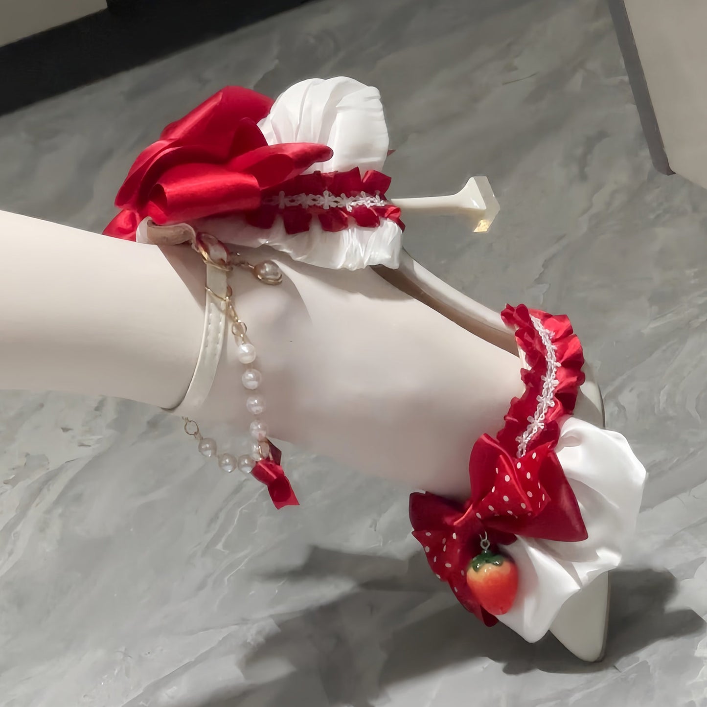 Pearl Strawberry Heels Shoes SE23883