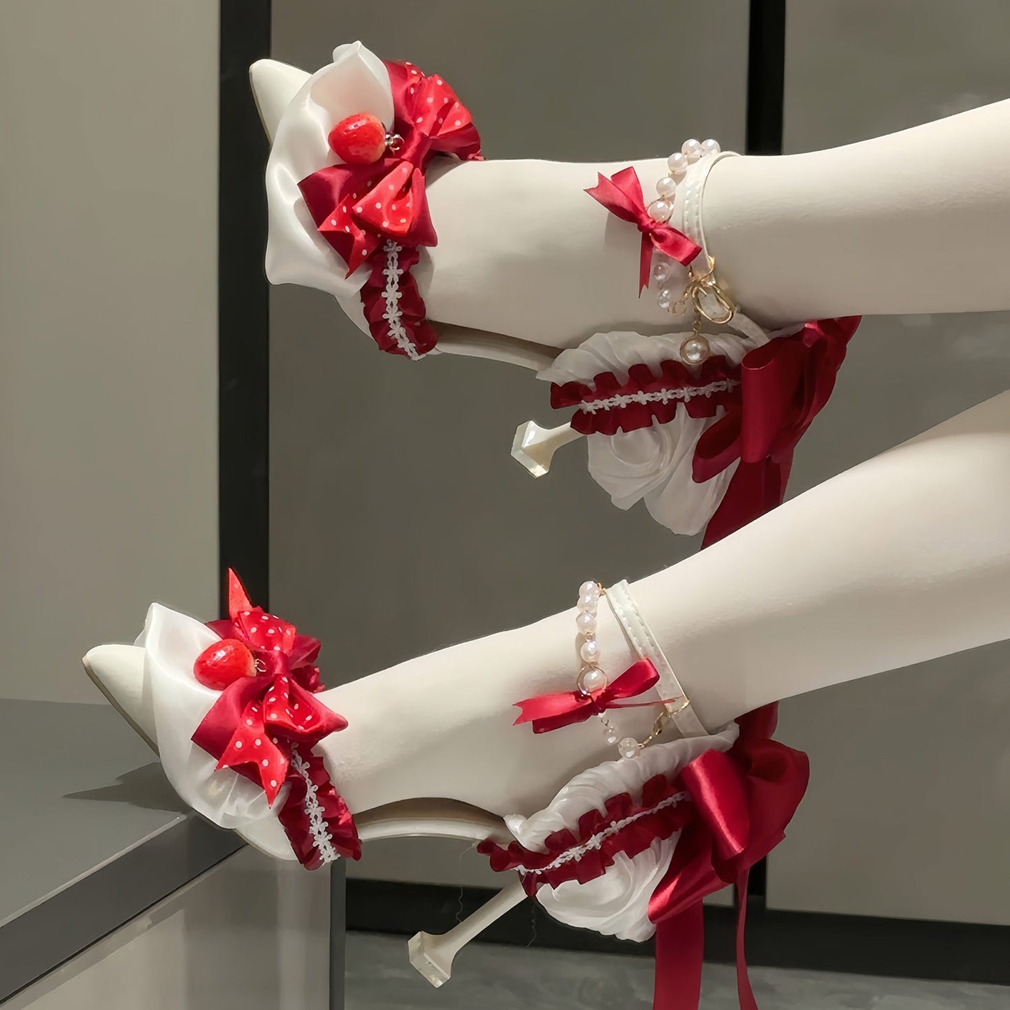 Pearl Strawberry Heels Shoes SE23883