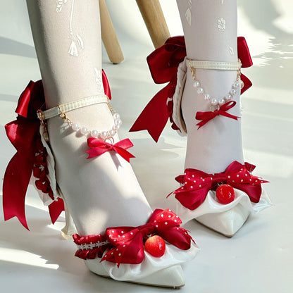 Pearl Strawberry Heels Shoes SE23883