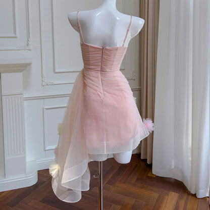 Pink Lace Dress Tulle Flower Prom Dresses SE22894