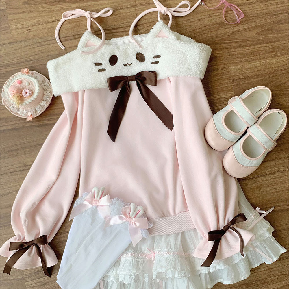 Pink Cat Sweatshirt with bow SE23739