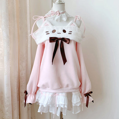 Pink Cat Sweatshirt with bow SE23739