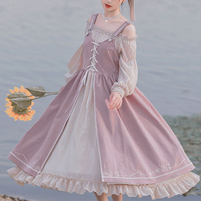 Pink Floral Lace Dress Set SE22751