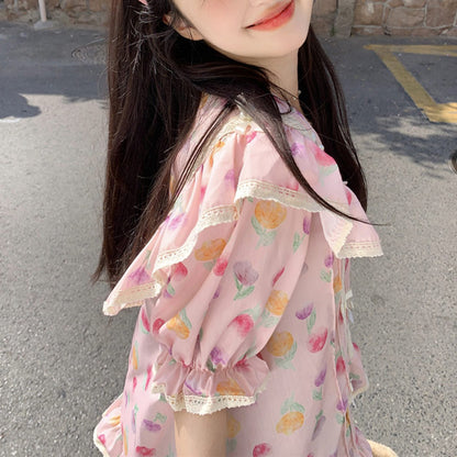 Pink Flower Bow Shirt SE23582