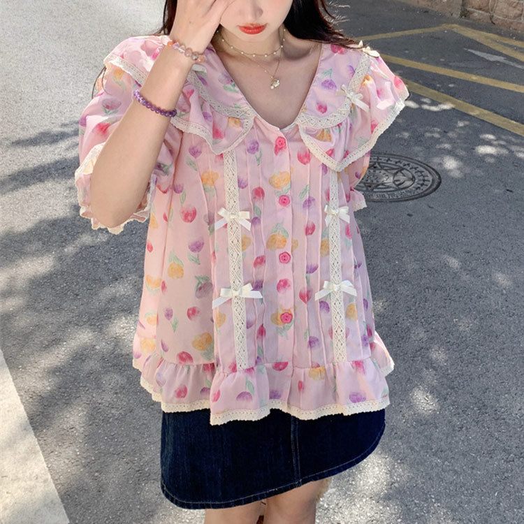 Pink Flower Bow Shirt SE23582