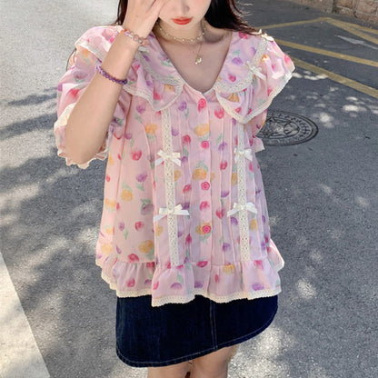 Pink Flower Bow Shirt SE23582