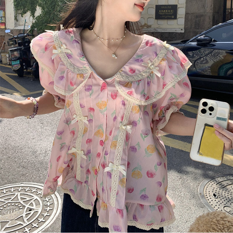 Pink Flower Bow Shirt SE23582