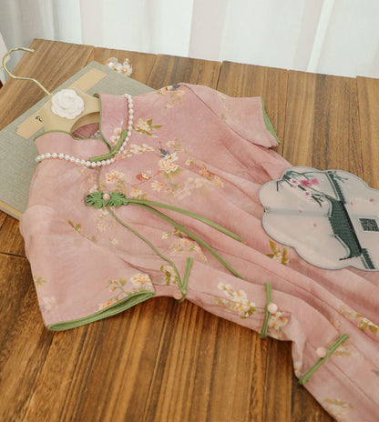 Pink Flower Cheongsam Dress SE22829
