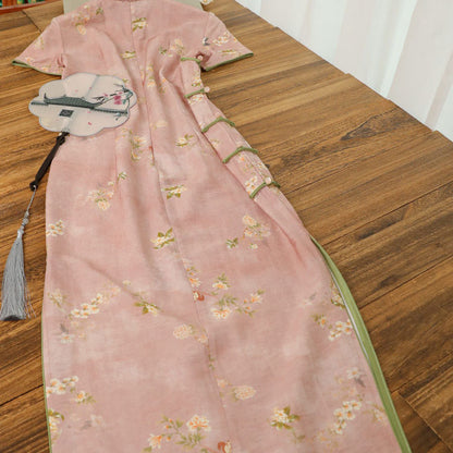 Pink Flower Cheongsam Dress SE22829