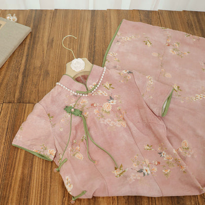 Pink Flower Cheongsam Dress SE22829