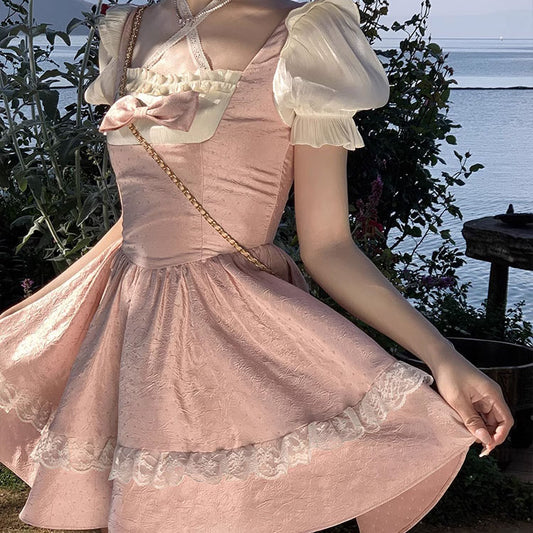 Pink Lace Bow Dress SE22799