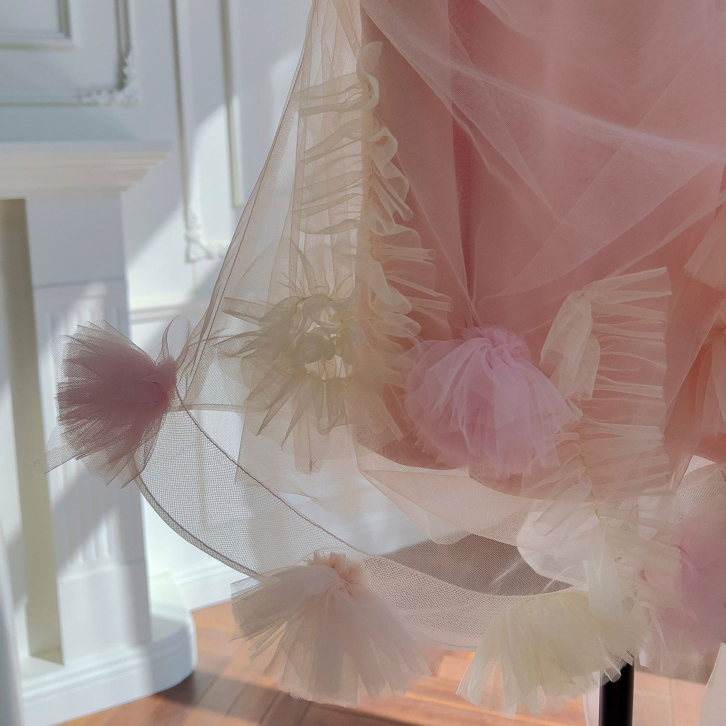 Pink Lace Dress Tulle Flower Prom Dresses SE22894