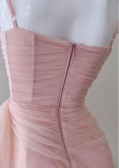 Pink Lace Dress Tulle Flower Prom Dresses SE22894