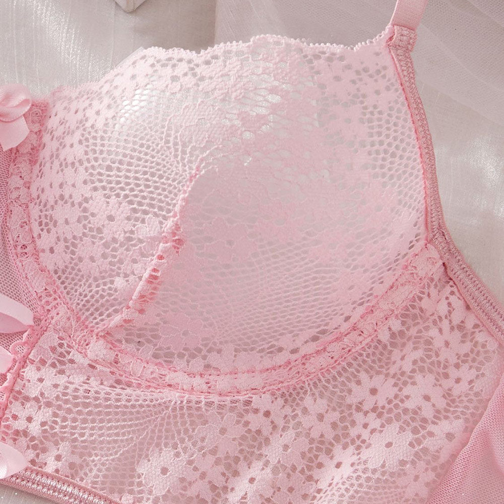 Pink Lace Flower Underwear Set SE23625
