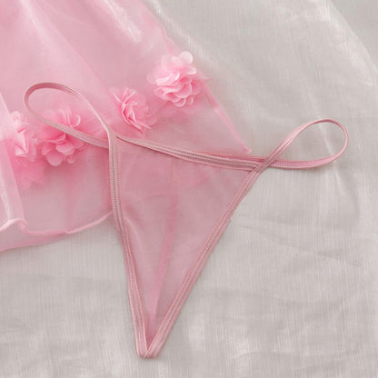 Pink Lace Flower Underwear Set SE23625