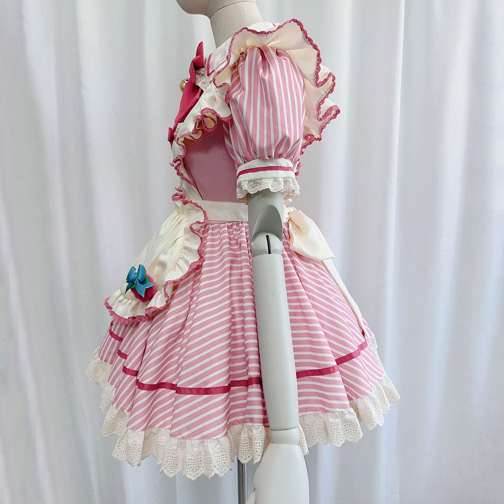 Pink Striped Bow Maid Dress SE23692
