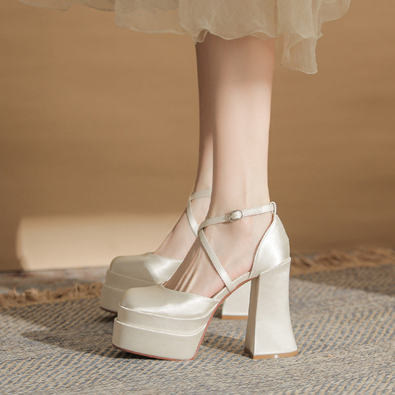 Platform Cross-Strap High Heels SE23723
