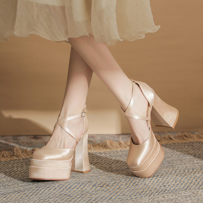 Platform Cross-Strap High Heels SE23723