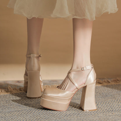 Platform Cross-Strap High Heels SE23723
