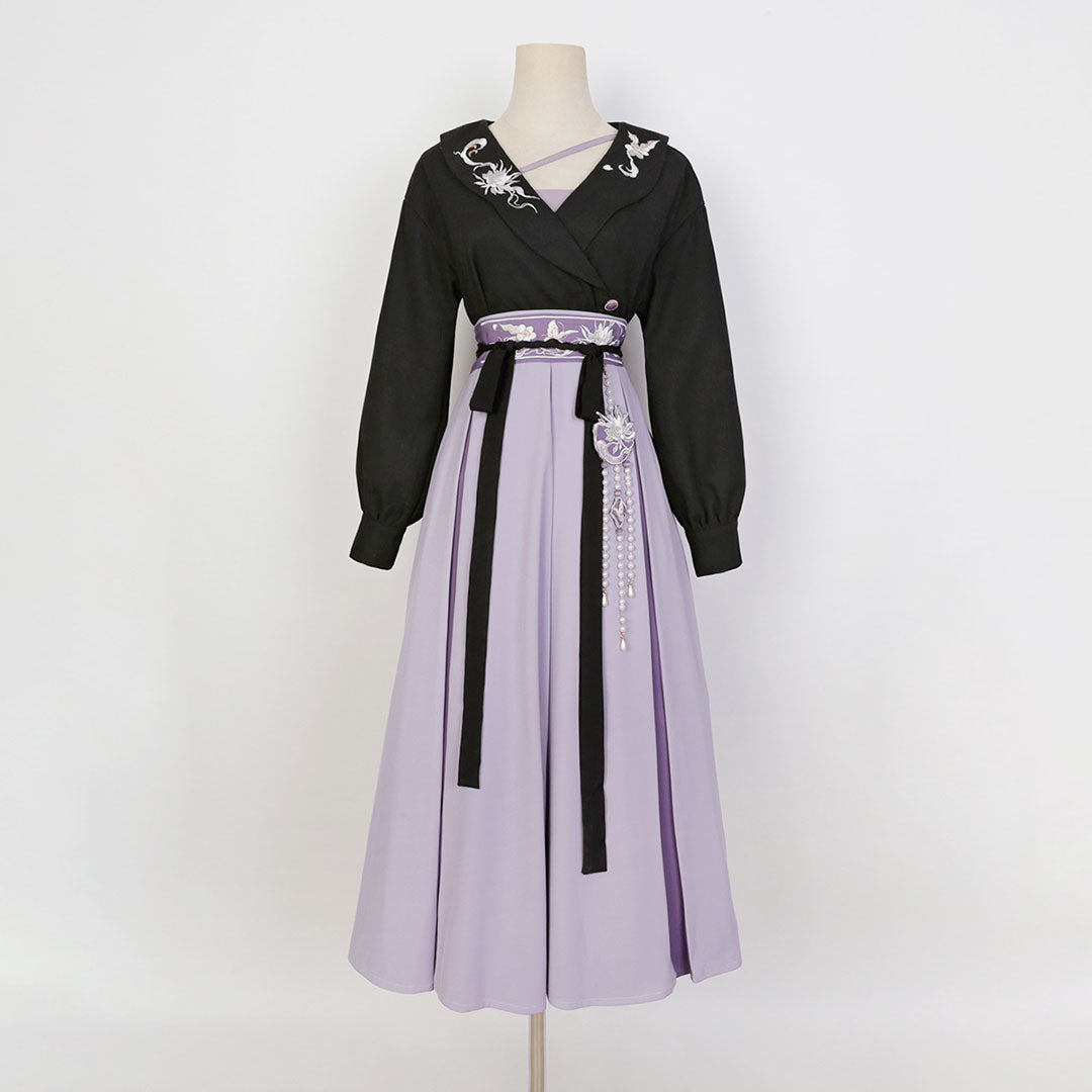 Purple Flower Skirt Blouse Set SE22954