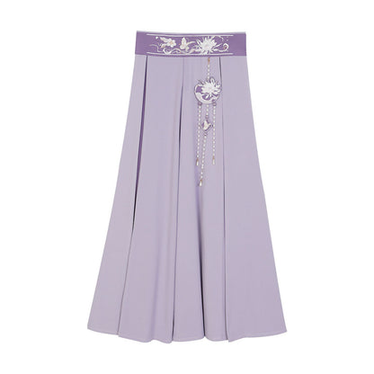 Purple Flower Skirt Blouse Set SE22954