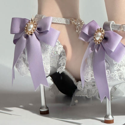 Purple Bow Lolita Silver Shoes SE23429