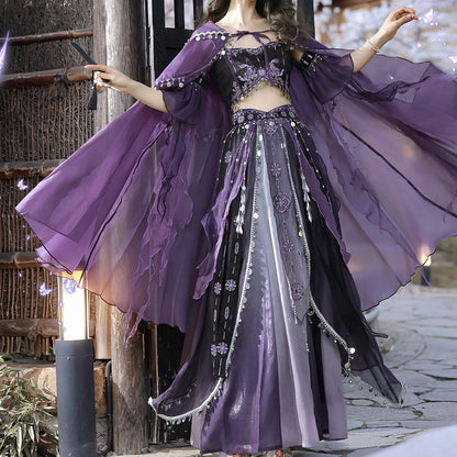 Purple Hanfu Skirt Cape Set SE23481