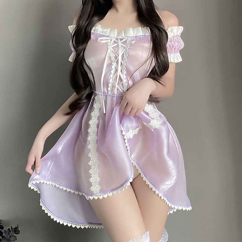 Purple Lace Flower Dress SE22810