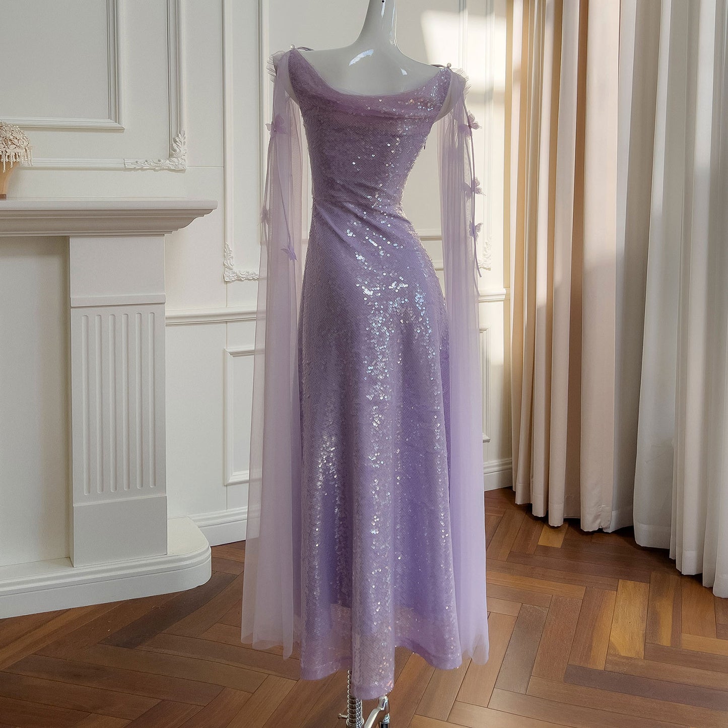 Purple Sequined Mesh Dress SE23480
