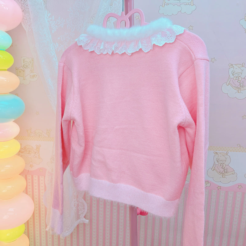 Rabbit Bow Pink Cardigan Sweater SE23745
