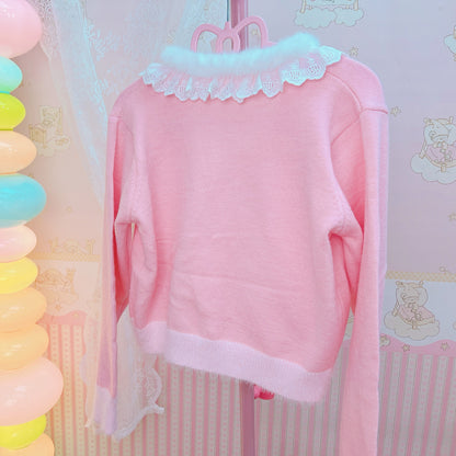 Rabbit Bow Pink Cardigan Sweater SE23745