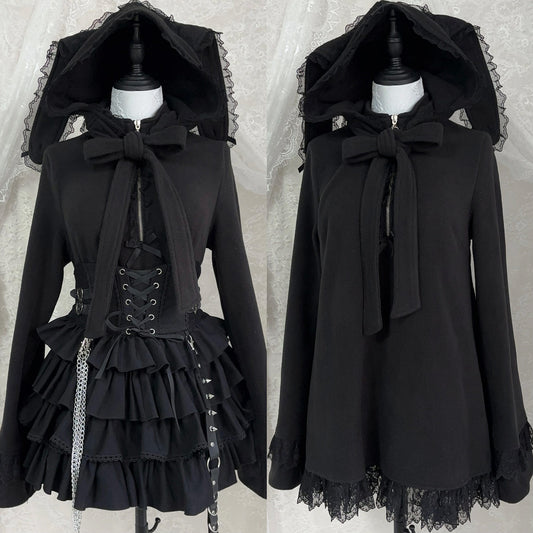 Rabbit Ear Lace Hooded Coat SE23904