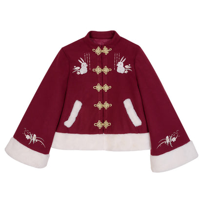 Rabbit Embroidery Coat Skirt Outfit SE23811