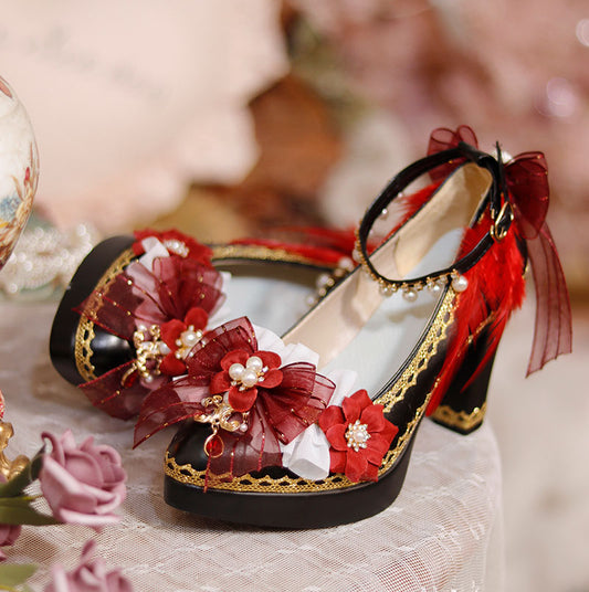 Red Bow Flower Shoes SE23394