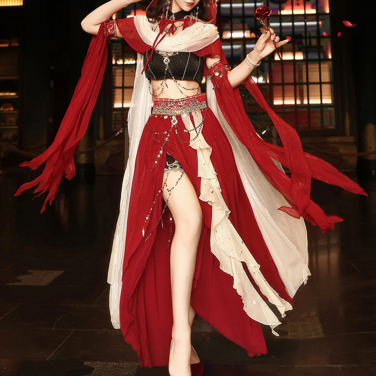 Red Desert Dancer Cosplay Skirt Set SE23864