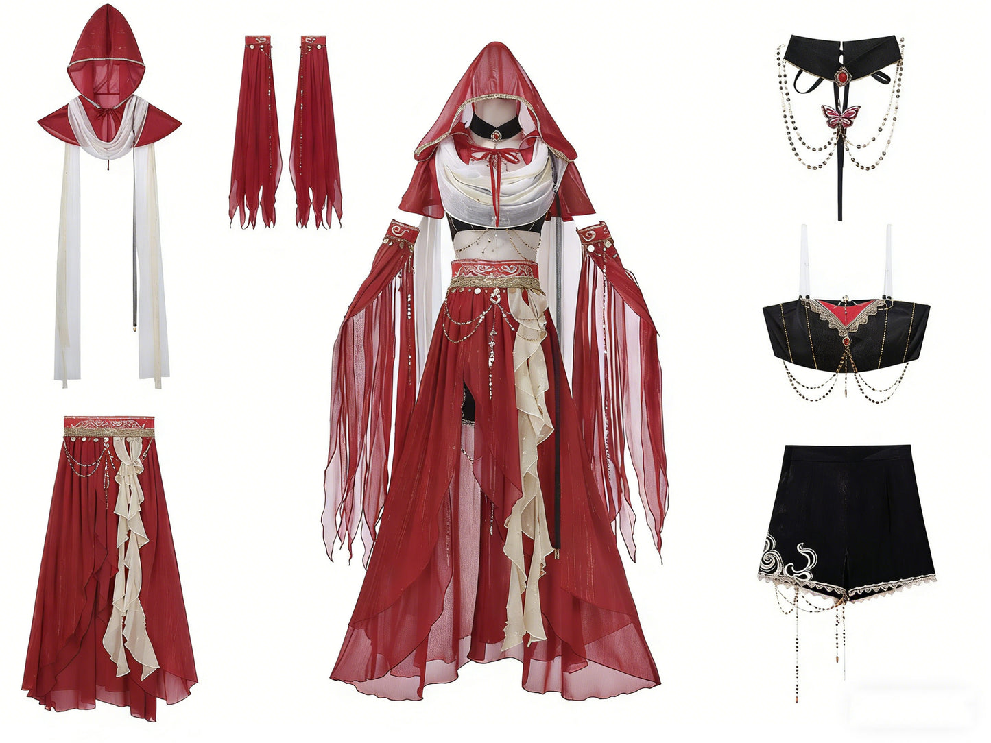 Red Desert Dancer Cosplay Skirt Set SE23864