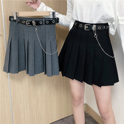 Retro Belt Pleated Skirt SE23911