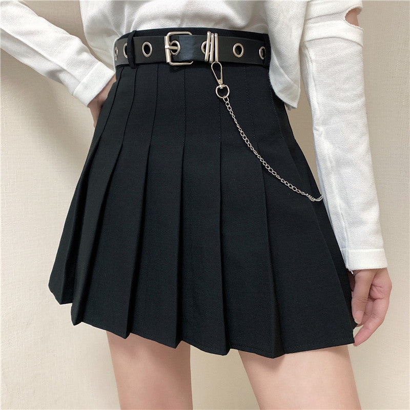 Retro Belt Pleated Skirt SE23911