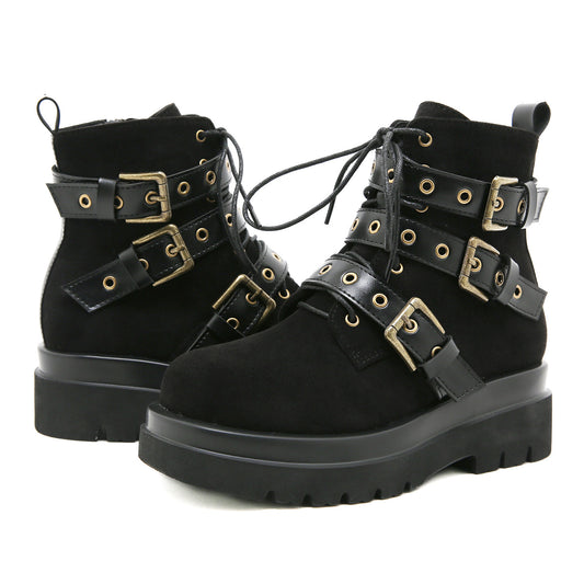 Retro Pu Buckle Ankle Boots SE23793