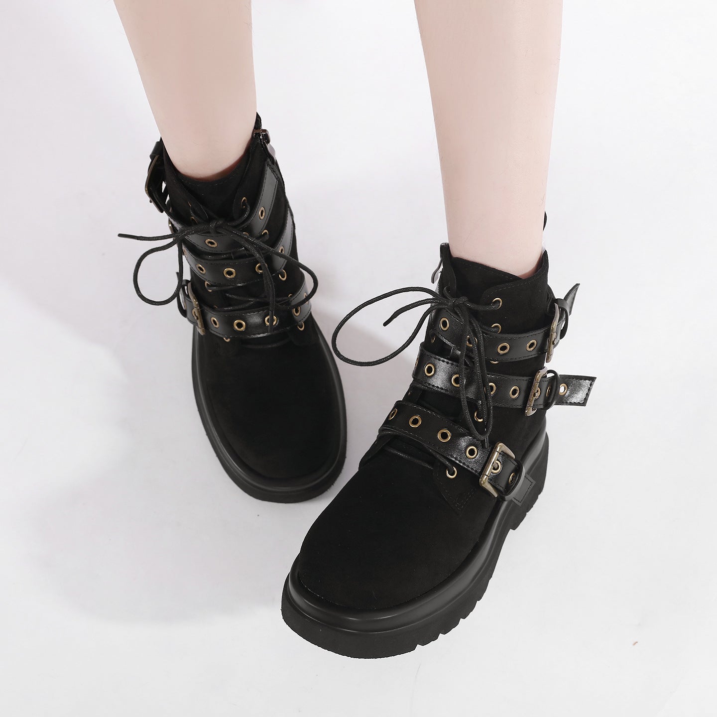 Retro Pu Buckle Ankle Boots SE23793