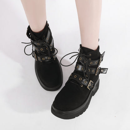 Retro Pu Buckle Ankle Boots SE23793