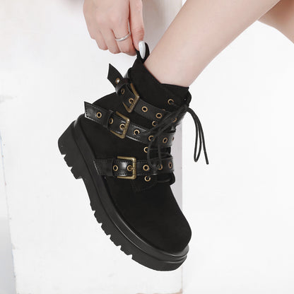 Retro Pu Buckle Ankle Boots SE23793