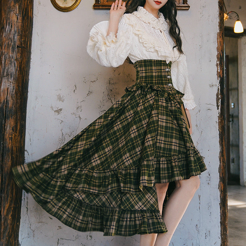 Retro Shirt Plaid Skirt Set SE23931