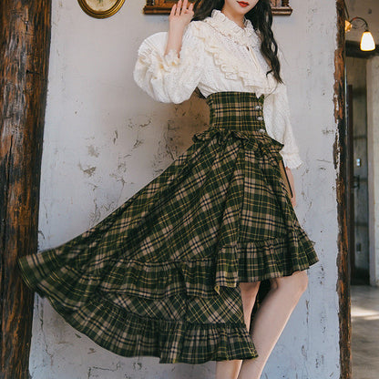 Retro Shirt Plaid Skirt Set SE23931