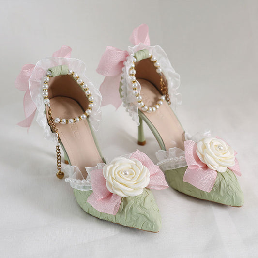 Rose Flower Elegant Heels Shoes SE23397