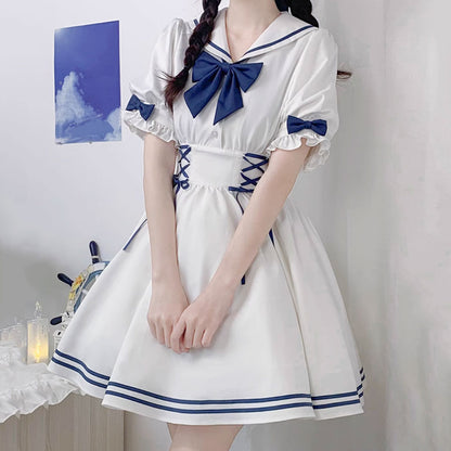 Sailor Bow White Dress SE22703