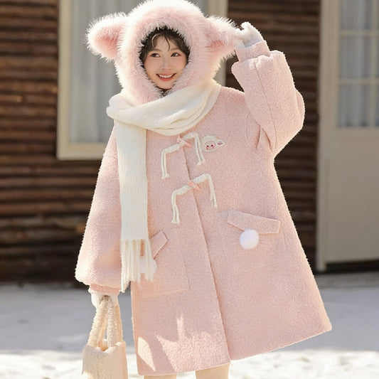 Sheep Embroidery Woolen Coat  SE23831