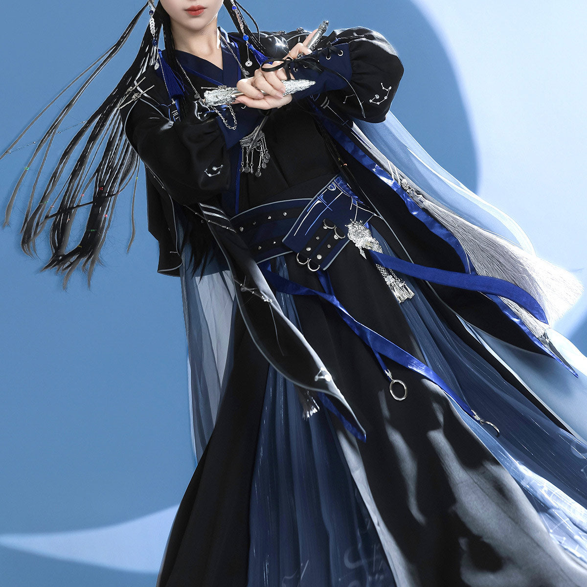 Starry Night Tassel Dress with Hooded Cape SE23842