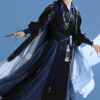 Starry Night Tassel Dress with Hooded Cape SE23842